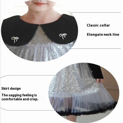 Baby Girls Long Sleeve Princess Dress Super Sequins Party Evening Dress Autumn Winter