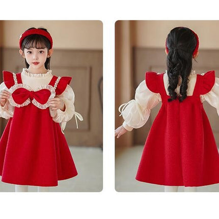 Baby Girls Christmas Dress Xmas Holiday Velvet Dress Infant Tutu Tulle Dress Festive Santa Outfit