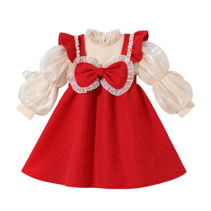 Baby Girls Christmas Dress Xmas Holiday Velvet Dress Infant Tutu Tulle Dress Festive Santa Outfit