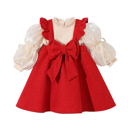 Baby Girls Christmas Dress Xmas Holiday Velvet Dress Infant Tutu Tulle Dress Festive Santa Outfit