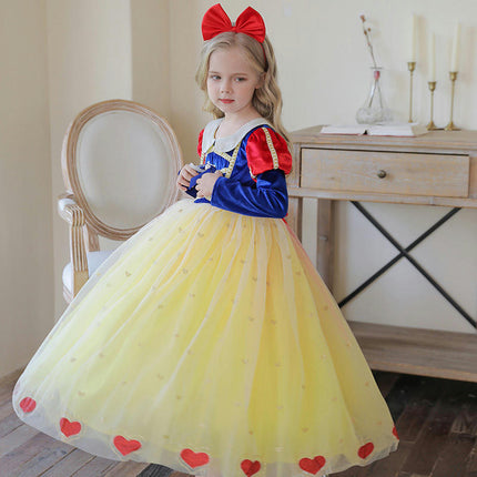 Girls Princess Snow White Dresses Kids Costume Birthday Halloween Party Outfits