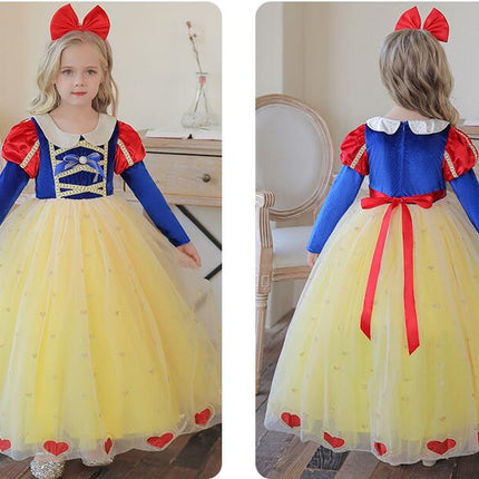 Girls Princess Snow White Dresses Kids Costume Birthday Halloween Party Outfits