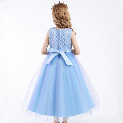 Girls Gradient Colorblocking Gowns Princess Dresses Flower Girl Party Prom Floral Dresses