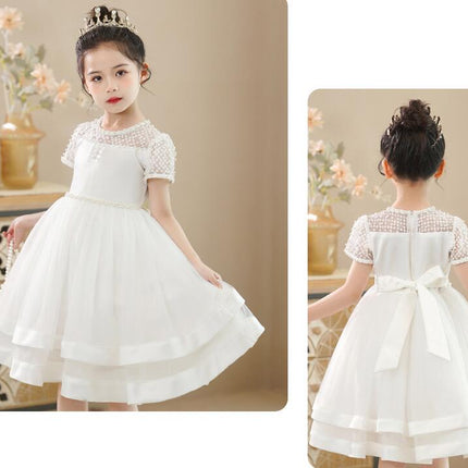 Children's Mesh Beaded Gowns Princess Dresses Flower Girl Wedding Prom Dresses