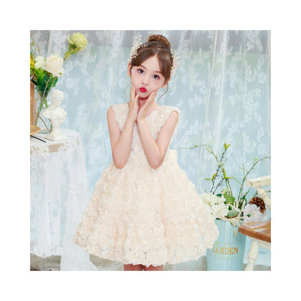 Sleeveless Rosette Gowns Princess Dresses Flower Girl Party Prom Dresses