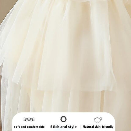 Long Sleeve Tulle Princess Dress Girls Performance Flower Girl Party Prom Cake Dresses