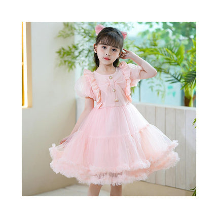 Girls Party Lace Gown Princess Dresses Flower Girl Birthday Ball Mesh Dresses