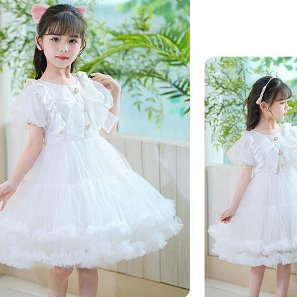 Girls Party Lace Gown Princess Dresses Flower Girl Birthday Ball Mesh Dresses