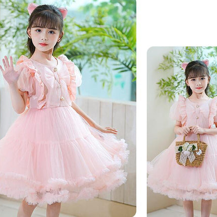 Girls Party Lace Gown Princess Dresses Flower Girl Birthday Ball Mesh Dresses