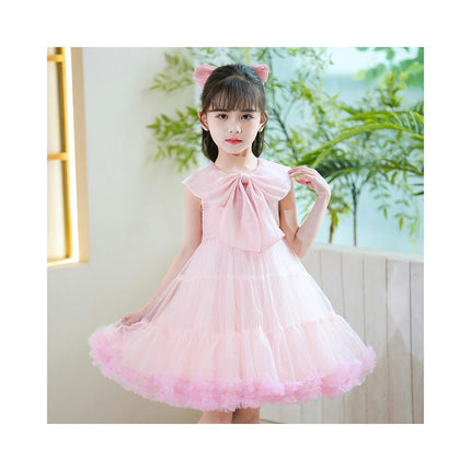 Toddler Sleeveless Wedding Dresses Princess Dresses Flower Girl Party Bow Lace Dresses