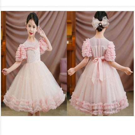 Girls Party Lace Dresses Princess Dresses Flower Girl Wedding Mesh Poncho Dresses