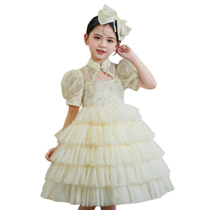 Toddler Girl Summer Short Sleeve Tutu Party Wedding Birthday Cake  Dress