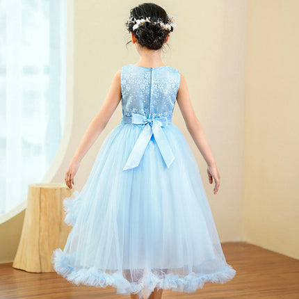 Girls Applique Prom Gowns Luxury Wedding Birthday Party Princess Long Dresses