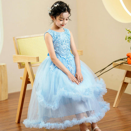 Girls Applique Prom Gowns Luxury Wedding Birthday Party Princess Long Dresses