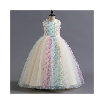 Flower Girl Sleeveless Party Dress Mesh Butterfly Puffy A-Line Dress