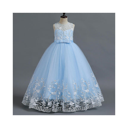 Wedding Flower Girl Dress Children's Tulle Princess Maxi Dress Prom Girl Dress Lace Embroidery