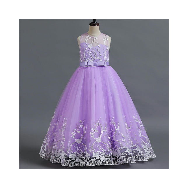 Wedding Flower Girl Dress Children's Tulle Princess Maxi Dress Prom Girl Dress Lace Embroidery