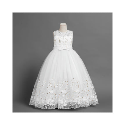 Wedding Flower Girl Dress Children's Tulle Princess Maxi Dress Prom Girl Dress Lace Embroidery