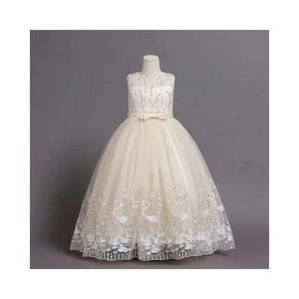 Wedding Flower Girl Dress Children's Tulle Princess Maxi Dress Prom Girl Dress Lace Embroidery