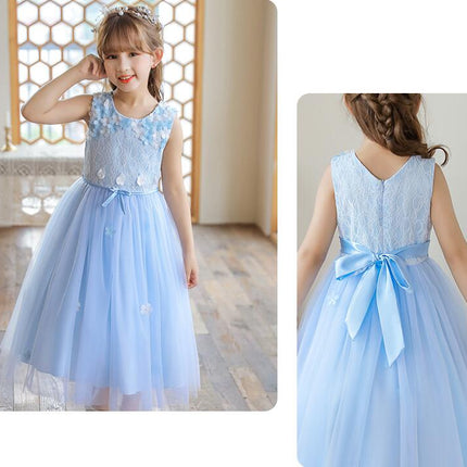 Girl Sleeveless Embroidery Princess Pageant Dresses Kids Prom Ball Gown-A3