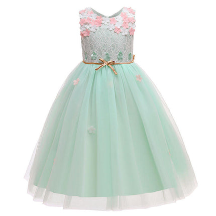 Girl Sleeveless Embroidery Princess Pageant Dresses Kids Prom Ball Gown-A3