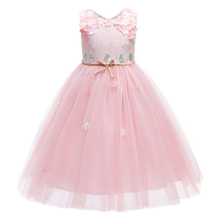 Girl Sleeveless Embroidery Princess Pageant Dresses Kids Prom Ball Gown-A3