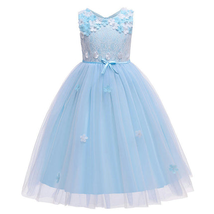 Girl Sleeveless Embroidery Princess Pageant Dresses Kids Prom Ball Gown-A3