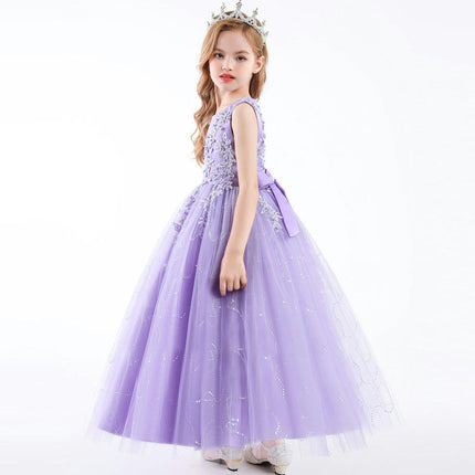 Girls Dress Dress Sleeveless Mesh Embroidery Holiday Performance Princess Dresses