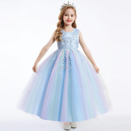 Girls Dress Dress Sleeveless Mesh Embroidery Holiday Performance Princess Dresses