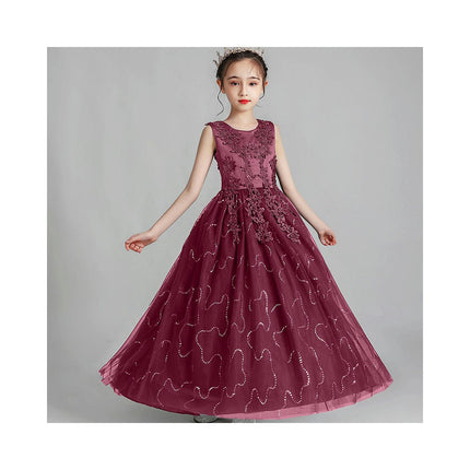 Girls Dress Dress Sleeveless Mesh Embroidery Holiday Performance Princess Dresses