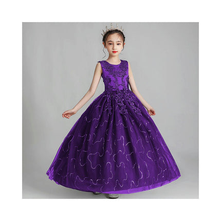 Girls Dress Dress Sleeveless Mesh Embroidery Holiday Performance Princess Dresses