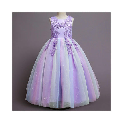 Girls Dress Dress Sleeveless Mesh Embroidery Holiday Performance Princess Dresses