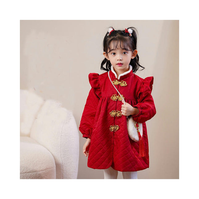 Girls Hanfu Christmas Clothes Autumn and Winter Girls' One-Year-Old Clothes Chinese Tang Suit