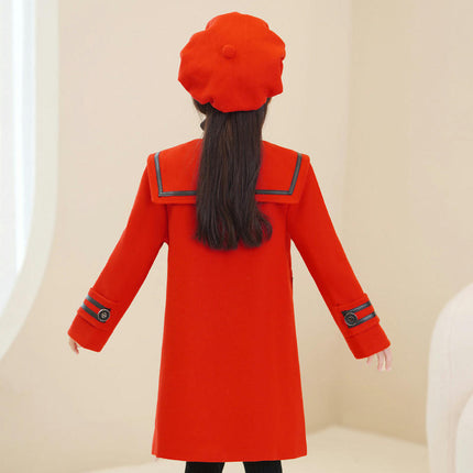 Girls Coat Kids Winter Warm Jacket Long Sleeve Button Trench Coat Pocket Long Outerwear