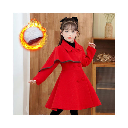 Girls Trench Coat Baby Girl Woolen Coat Girl Dress Coat Winter Fall Outerwear-A2