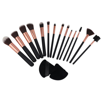 Makeup Brush Set 14Pcs Synthetic Foundation Powder Concealers Blush Makeup Brushes With 2Triangular Powder Puff