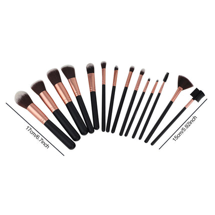 Makeup Brush Set 14Pcs Synthetic Foundation Powder Concealers Blush Makeup Brushes With 2Triangular Powder Puff