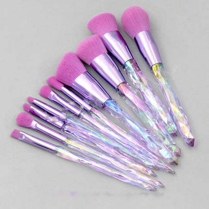 10PCS Crystal Makeup Brushes Synthetic Powder Foundation Concealer Eye Shadow Brush Face Make Up Brushes