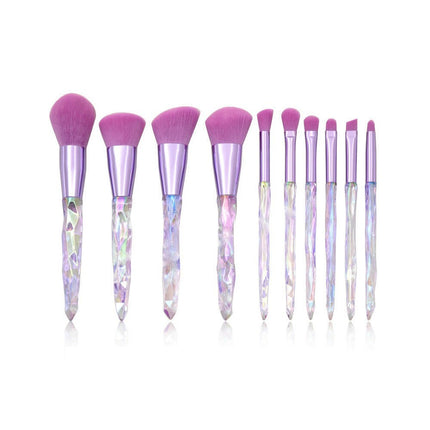 10PCS Crystal Makeup Brushes Synthetic Powder Foundation Concealer Eye Shadow Brush Face Make Up Brushes