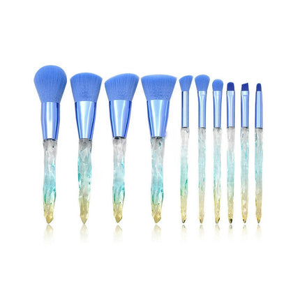 10PCS Crystal Makeup Brushes Synthetic Powder Foundation Concealer Eye Shadow Brush Face Make Up Brushes