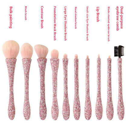 Professional Face Cosmetics Blending Liquid Foundation Make Up Beauty Tool with Bucket With Diamonds (10PCS)