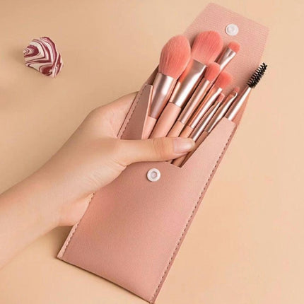 8-Piece Portable Makeup Brush Set Multi-Functional Cosmetic Tools For Includes Concealer Foundation Brushes