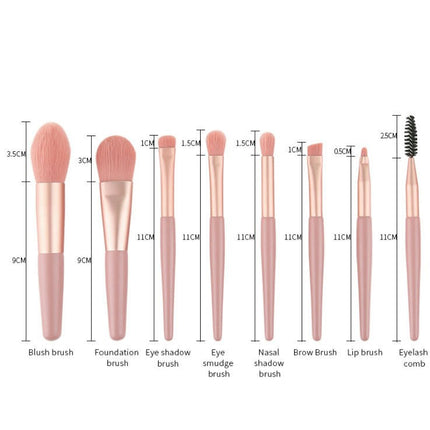 8-Piece Portable Makeup Brush Set Multi-Functional Cosmetic Tools For Includes Concealer Foundation Brushes