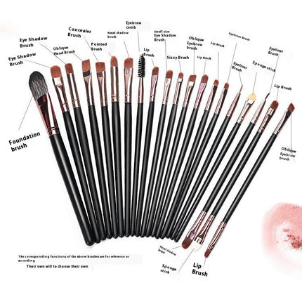 20 Pcs Full Face Professional Makeup Brushes Set For Powder Liquid Cream Blush Brush Foundation Brush