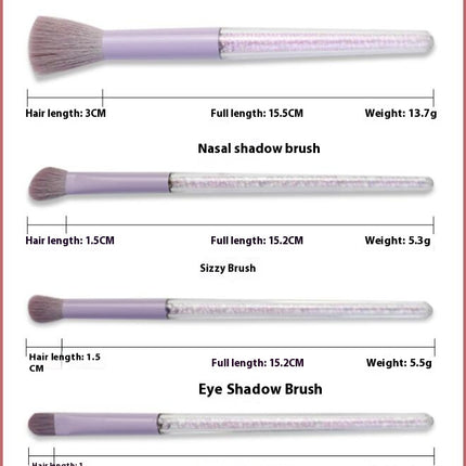 Makeup Brush Set Glitter Acrylic Handle Make Up Brushes For Powder Blush and Eyeshadow Makeup Brushes Set