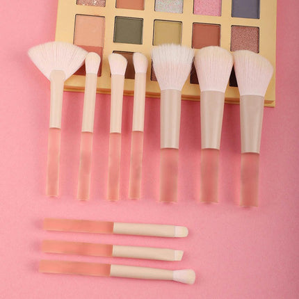 10Pcs Cosmetic Brush Kit Plastic Tube Soft Bristles Eyeshadow Brush Kit Face Makeup Brush Blush Brush With Net Bag