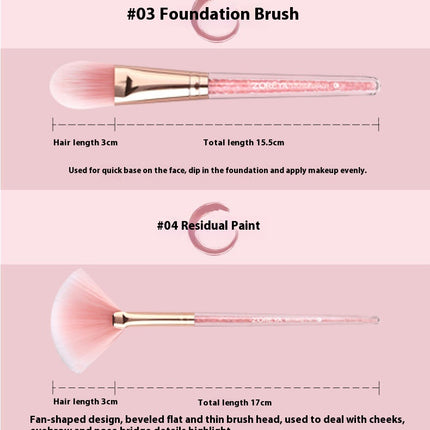 Sparkling Broken Diamond-10 Quality Soft Bristle Makeup Brushes For Everyday Use Professional Makeup Brushes & Tools