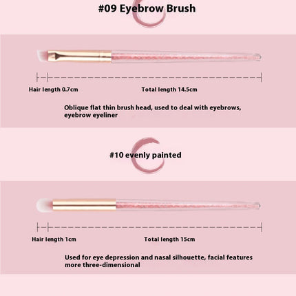 Sparkling Broken Diamond-10 Quality Soft Bristle Makeup Brushes For Everyday Use Professional Makeup Brushes & Tools