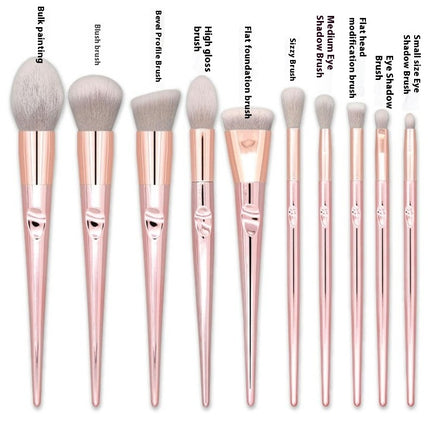 10Pcs Makeup Brushes Set Soft Thumb Handle Powder Eye Shadow Highlight Brushes Set With Bag Brushes Kit Travel