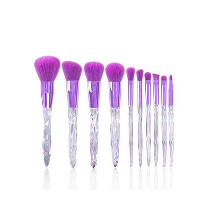 10PCS Crystal Makeup Brush Set Premium Synthetic Foundation Powder Concealer Eye Shadow Blush Makeup Brushes